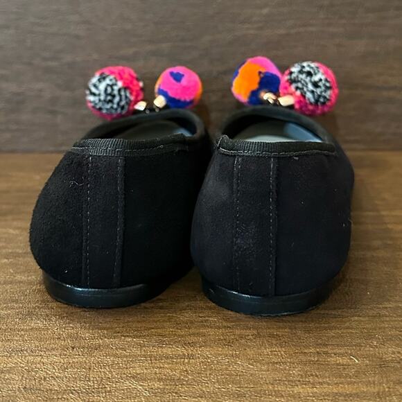 Sophia Webster Bo Pom-Pom Black Suede Leather Ballet Flats Size 5 (35.5) - Picture 6 of 8